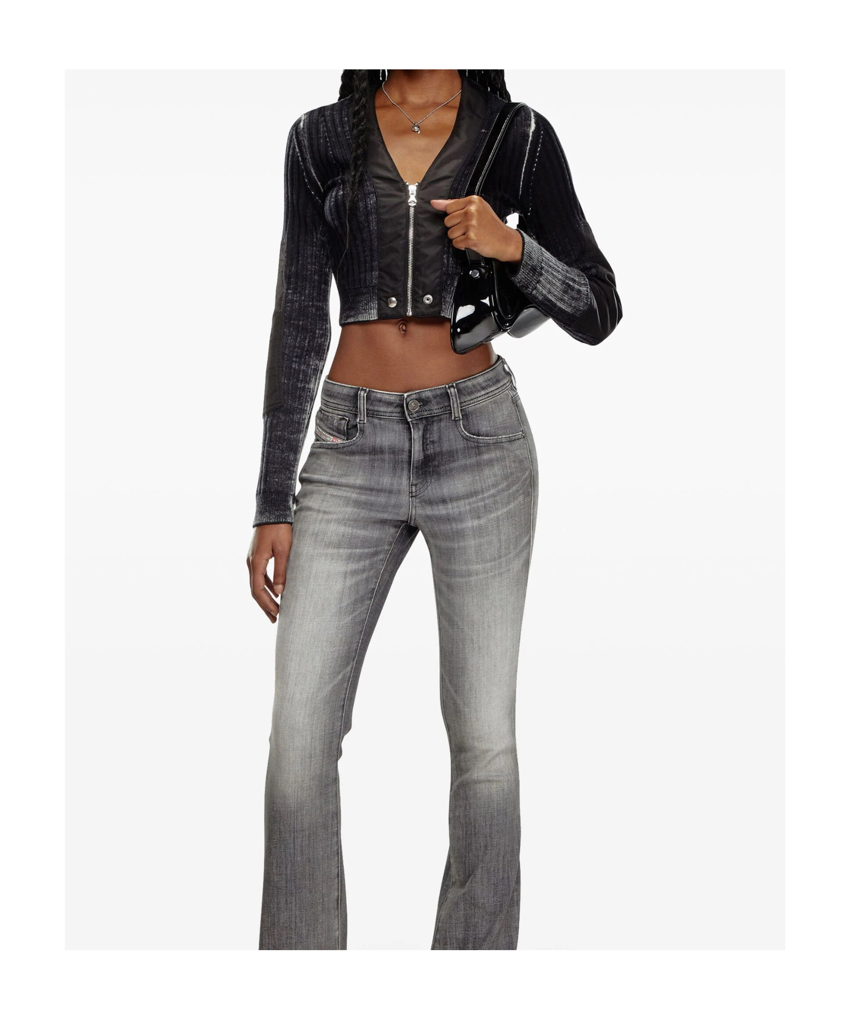 Diesel M-asera Cropped Cardigan In Black