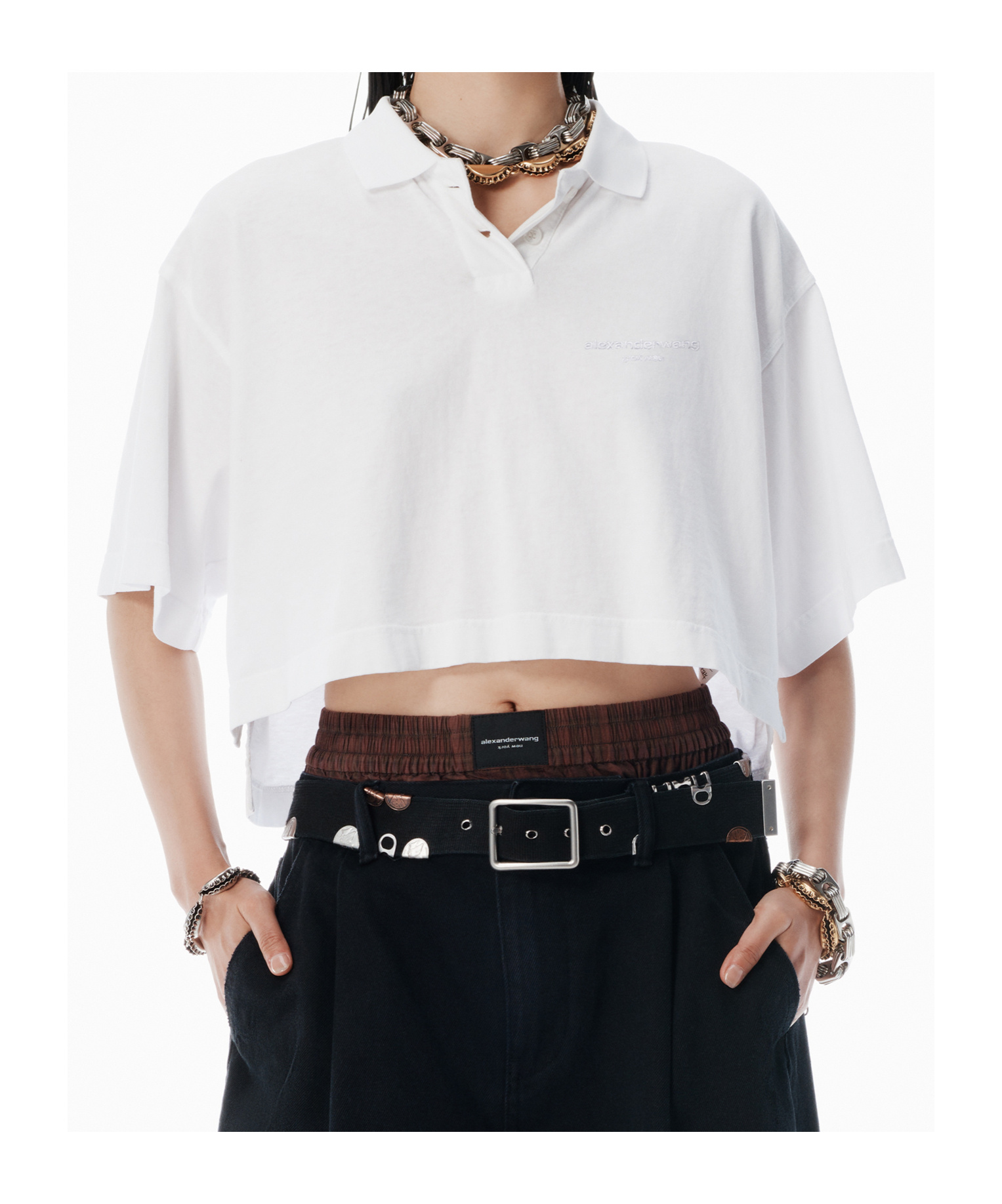 Alexander Wang Collared Shirt With Short Sleeves In White