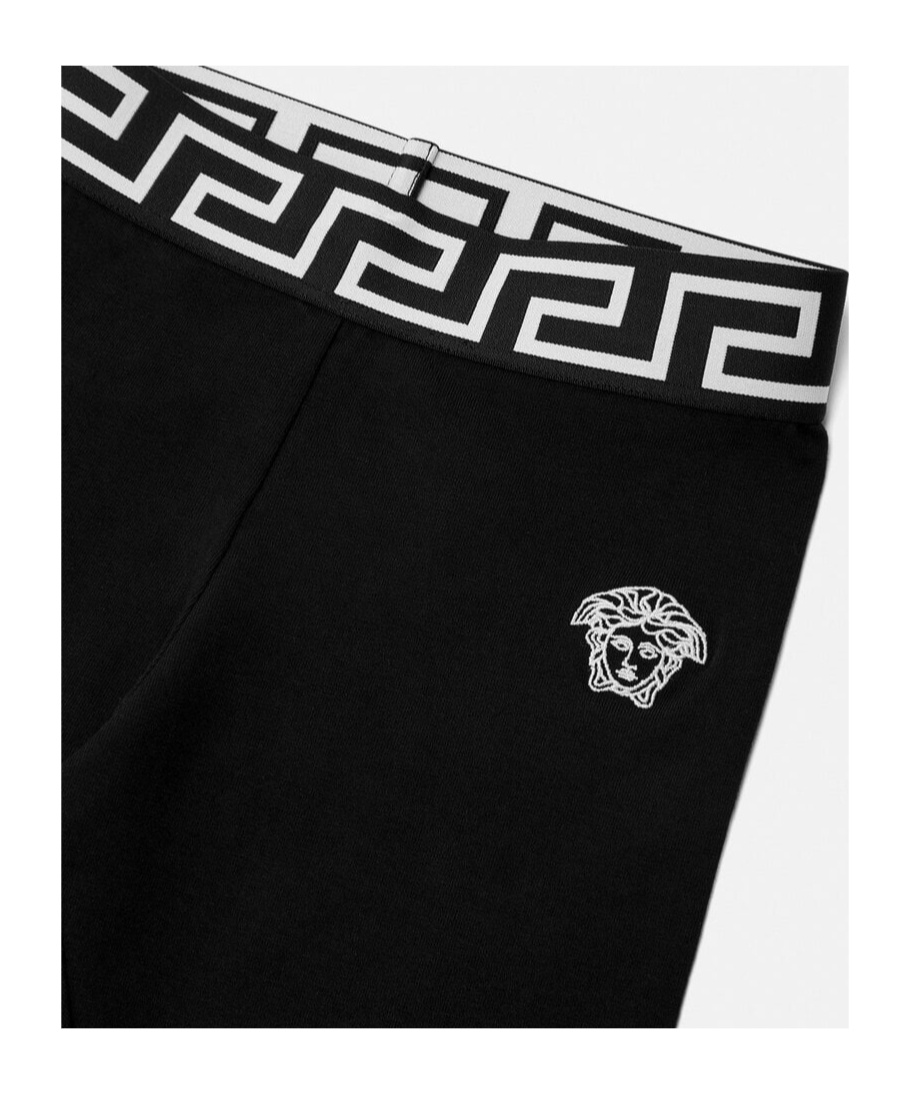 Shop Versace Greca Elasticated-waistband Leggings In Black