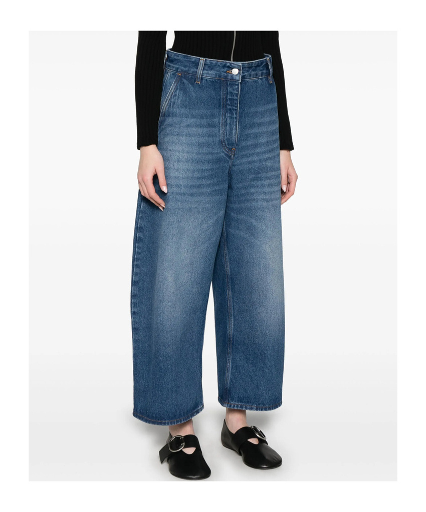 Studio Nicholson Wide Crop Denim Clothing In Blue