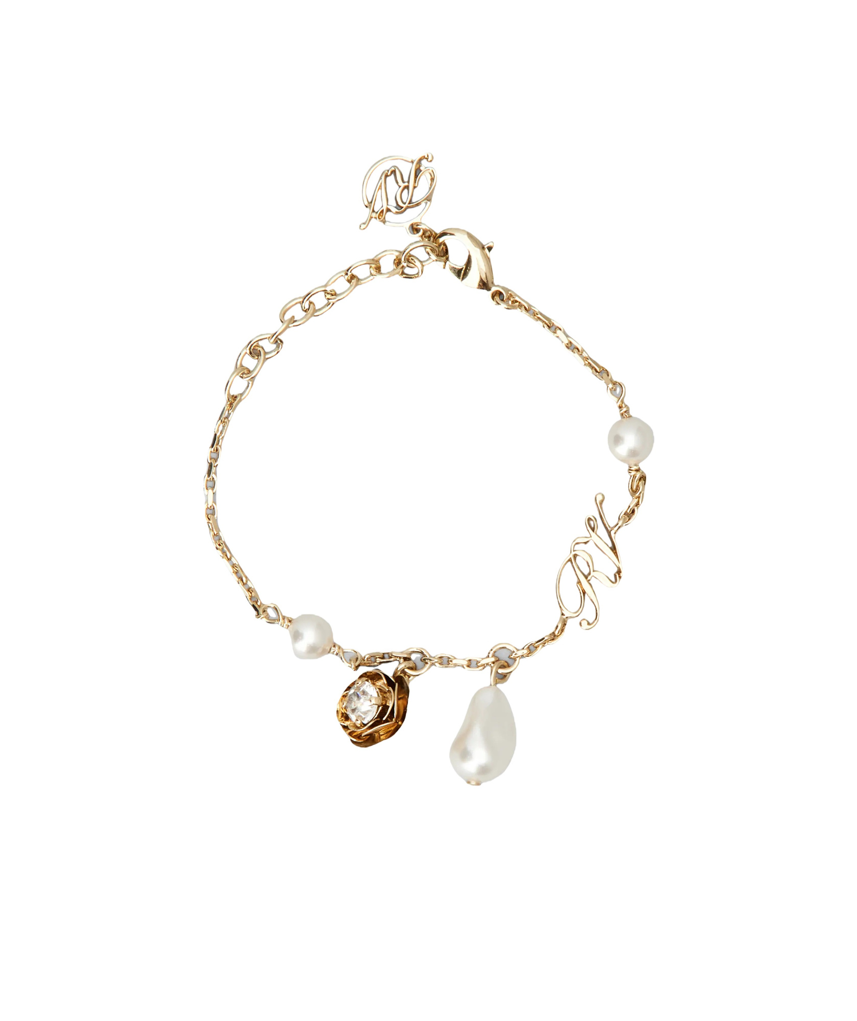 Roger Vivier Rose Pearls Bracelet In Gold