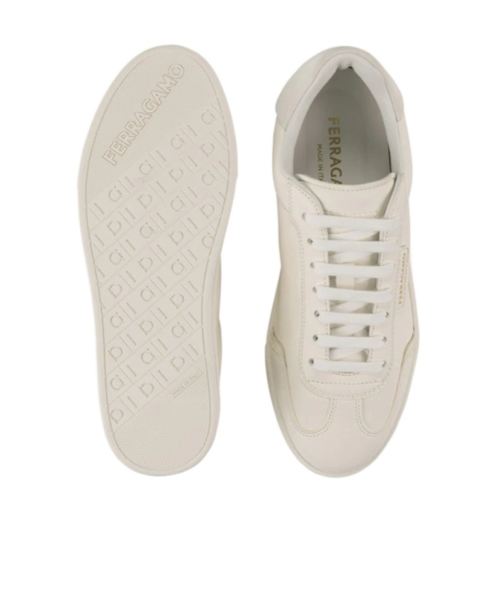 Ferragamo Suede-panelled Leather Sneakers In Metallic