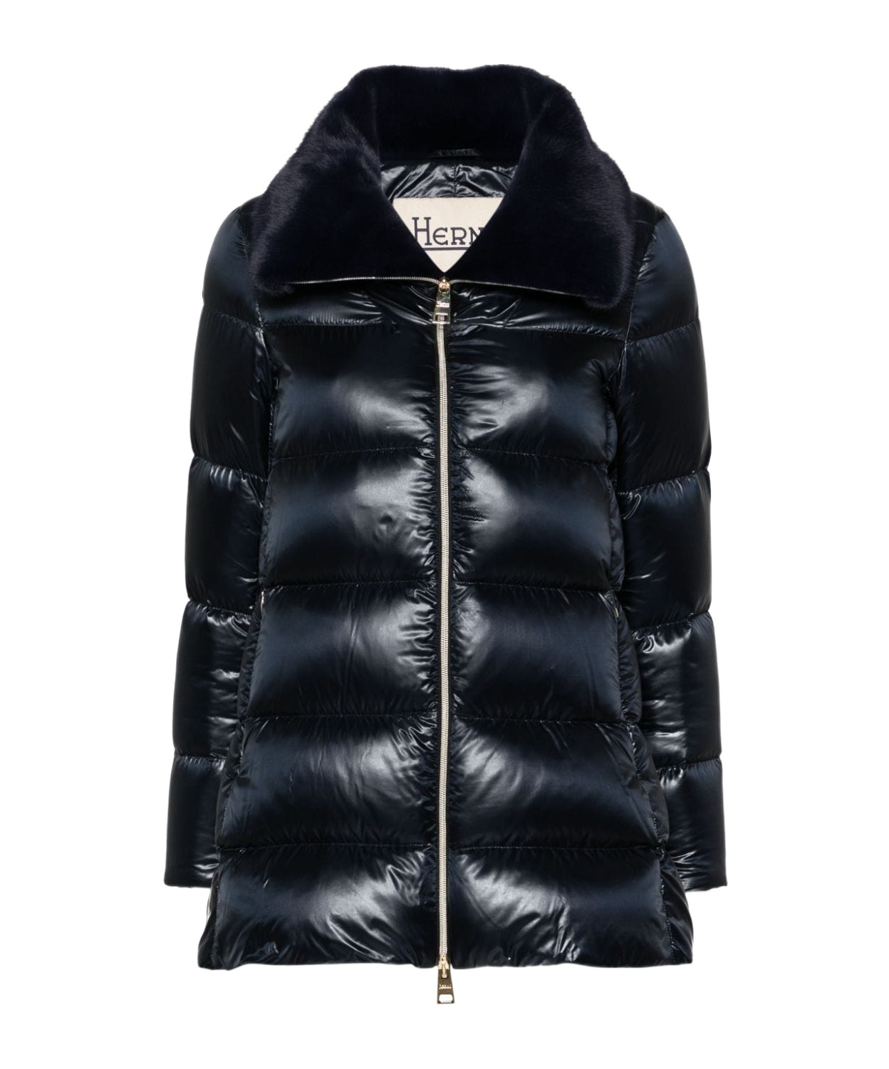 Shop Herno Faux-fur Collar Down Coat In Black