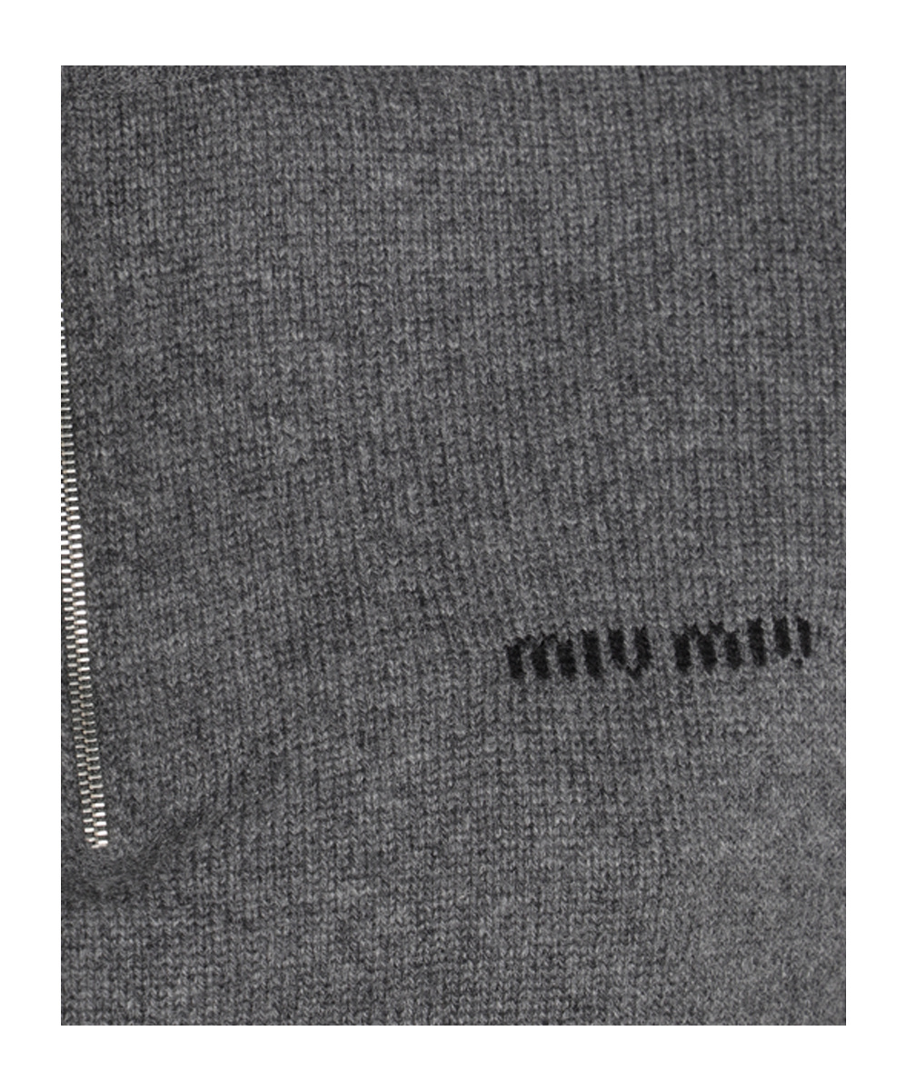Miu Miu Long-sleeved Sweater In Gray