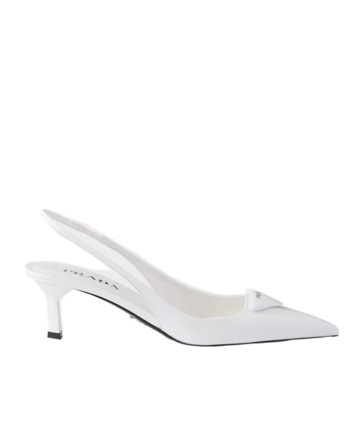 Prada Slingback Sandals Pointed Toe Stiletto Heel In White