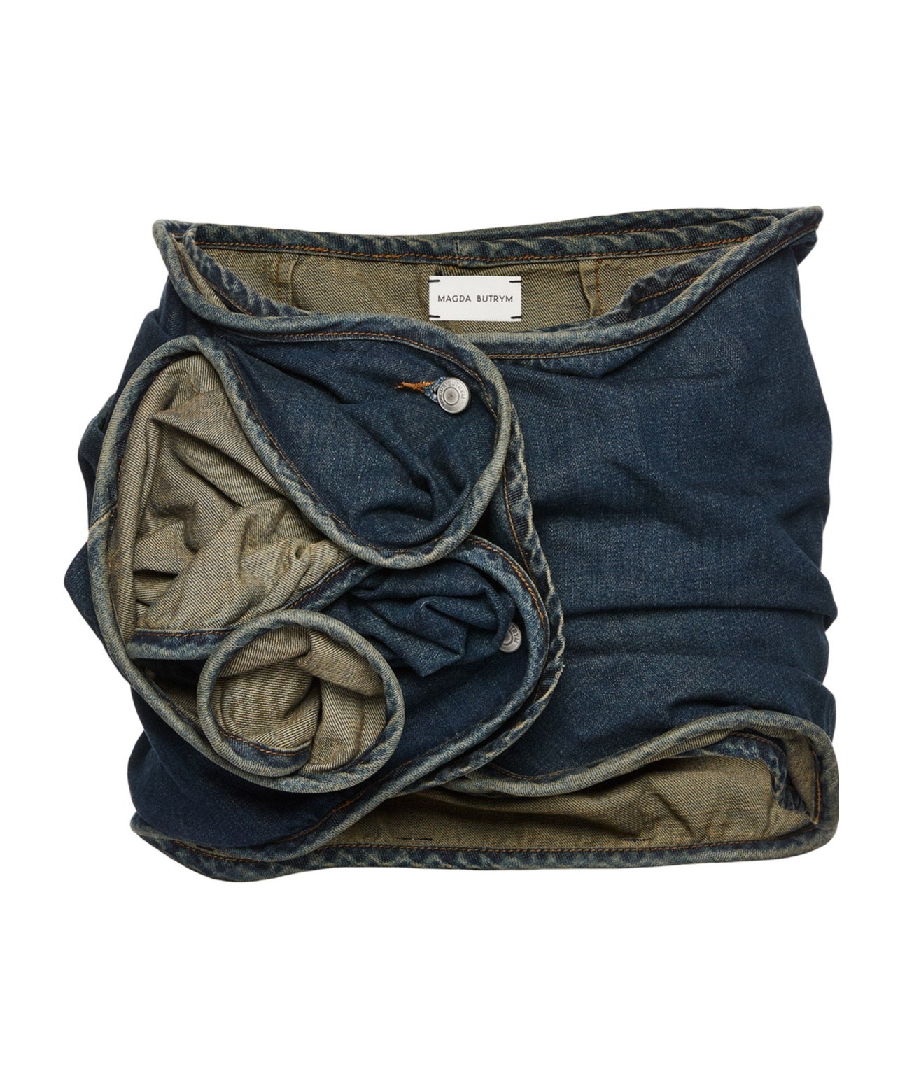 Magda Butrym Asymmetric Button High Waist Mini Skirt In Blue