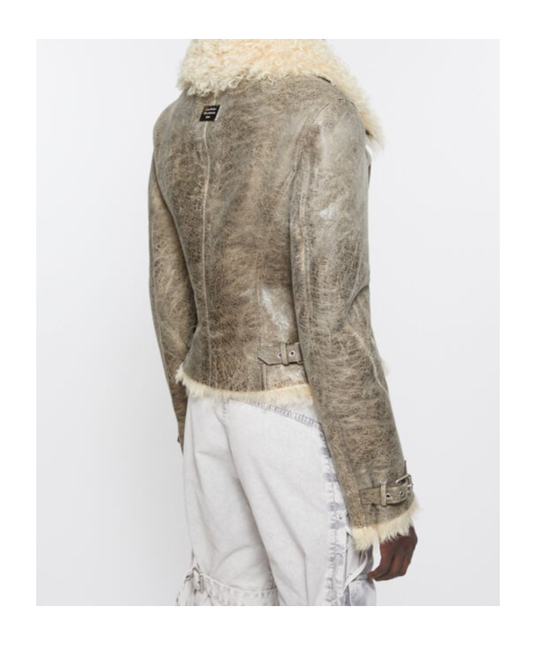 Acne Studios Vintage Leather Jacket In Nude