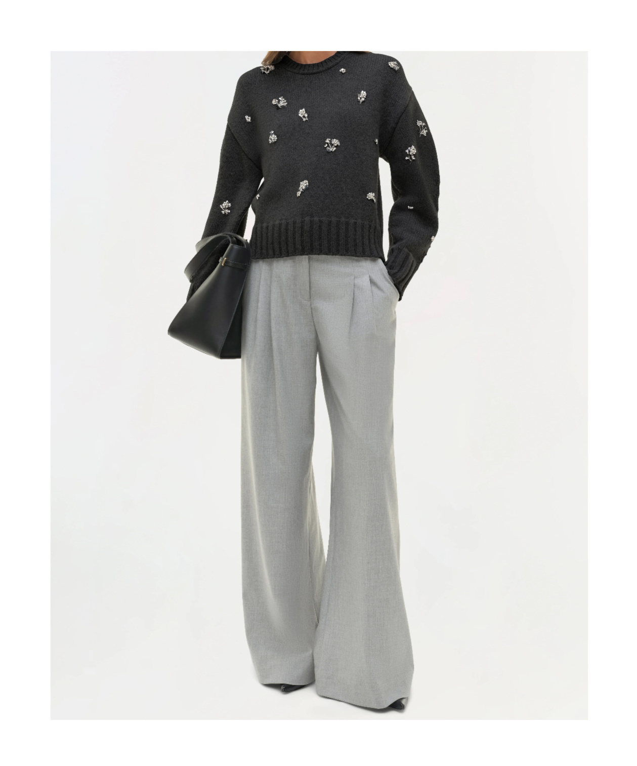 Simkhai Crew Neck Long Sleeve Sweater In Black