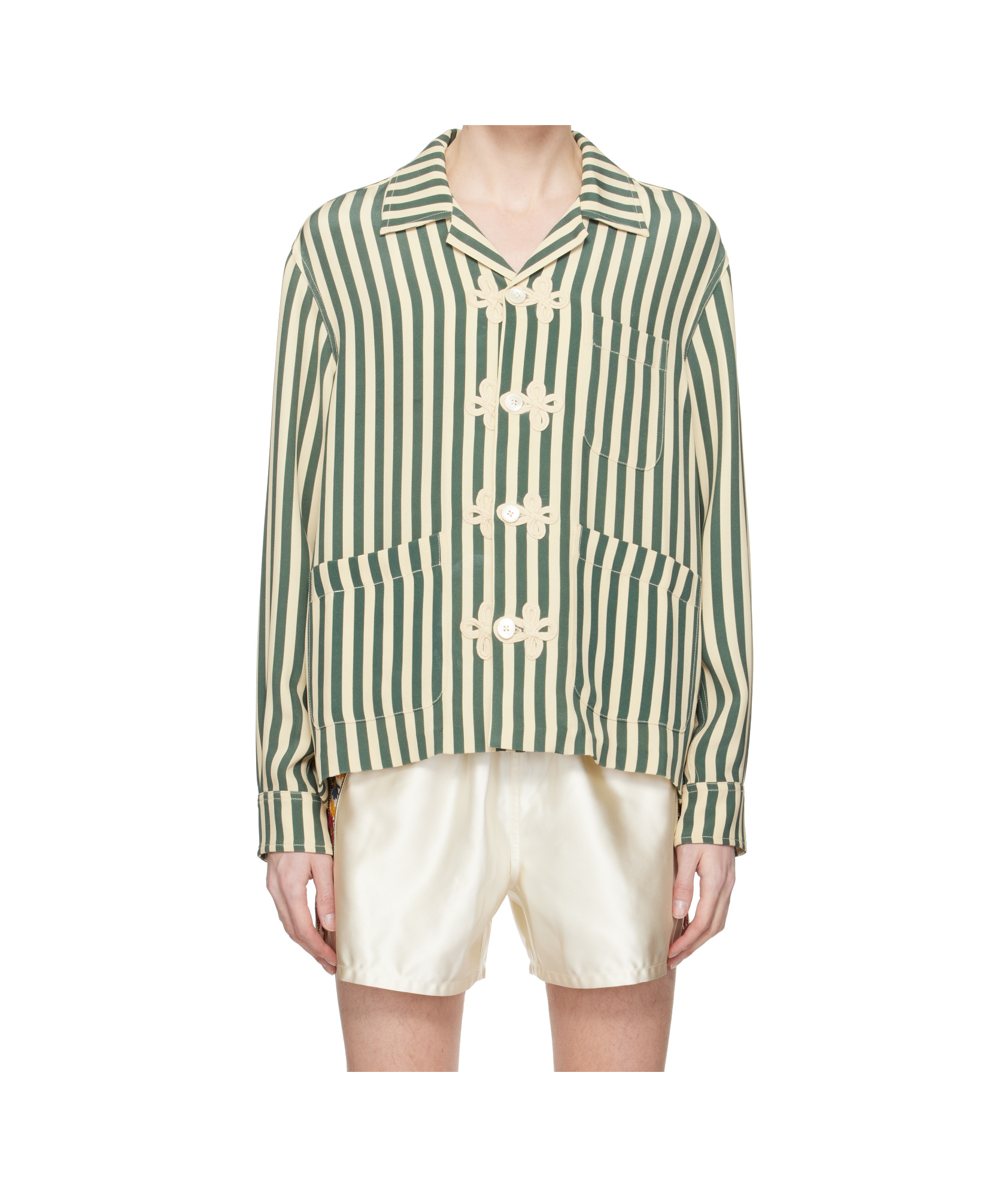 Bode Soda Stripe Trillium Shirt In Nude