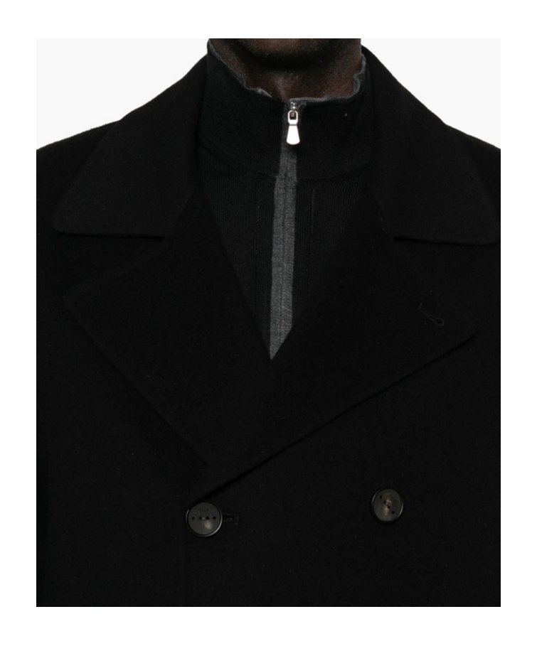Hevo Double-breasted Coat In Black
