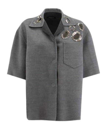 Fabiana Filippi Double Layer Shirt Jacket In Gray