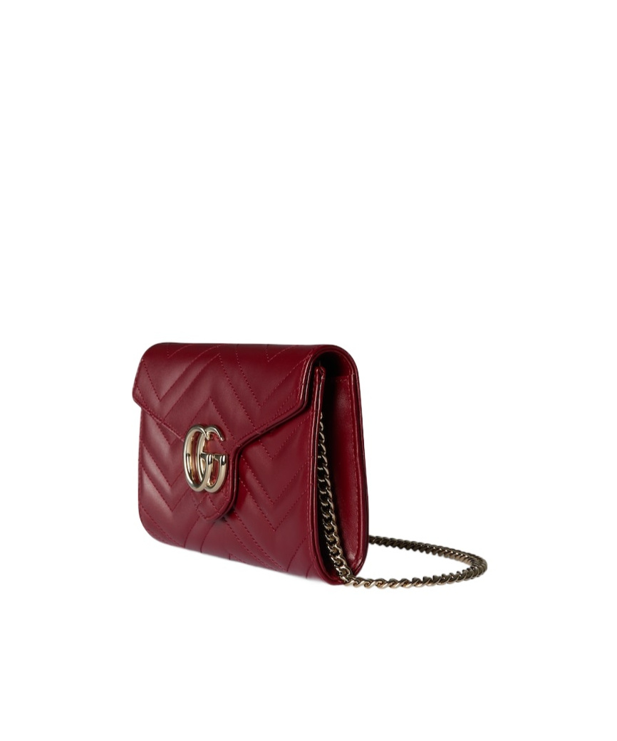 Gucci Gg Marmont Wallet On Chain In Burgundy