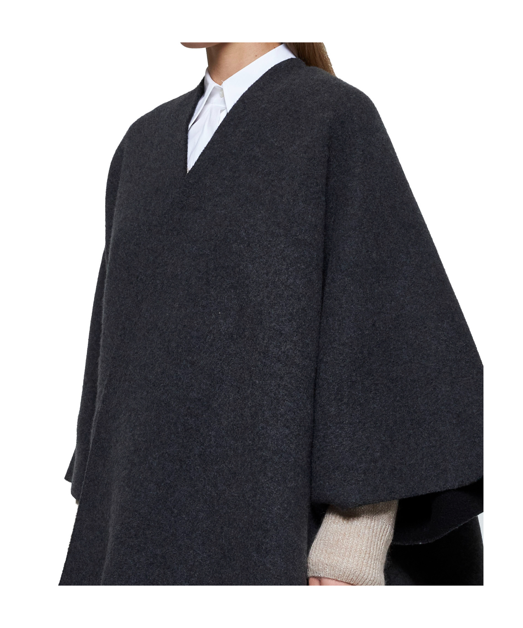 Brunello Cucinelli Reversible Fringed Poncho In Black
