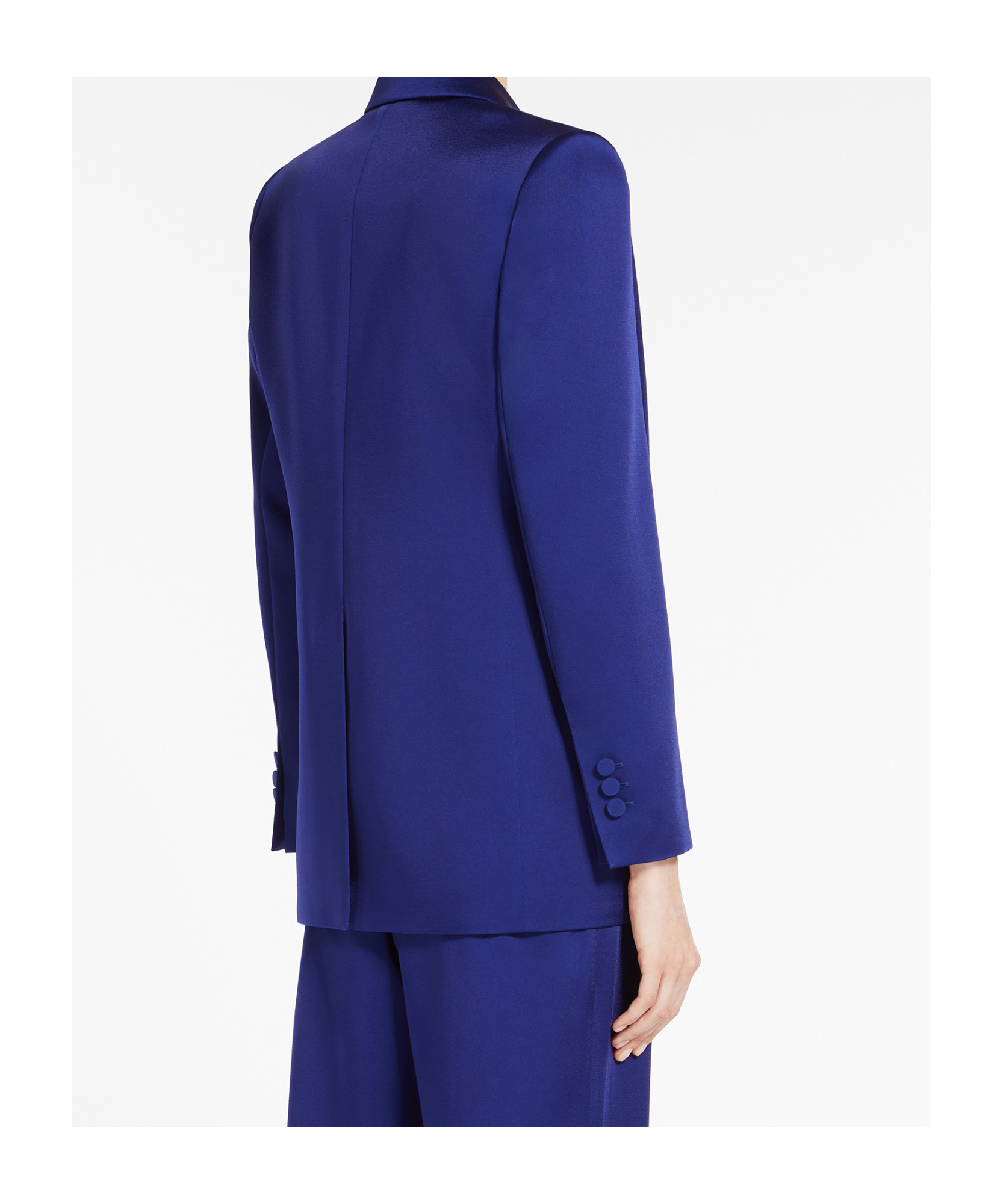 Shop Max Mara Single-breasted Envers Satin Blazer In Blue