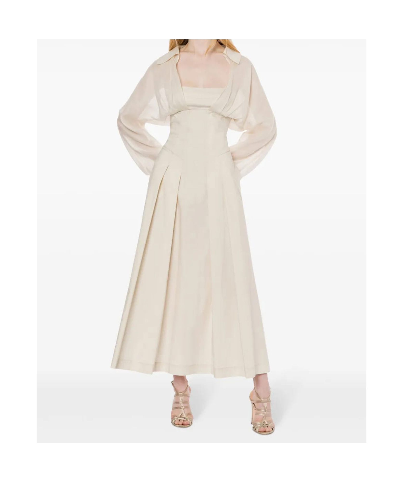 Alberta Ferretti Long-sleeved Dress In Nude