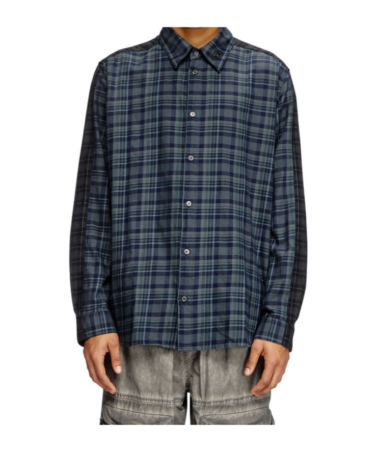 Diesel S-simply-check Shirt In Black
