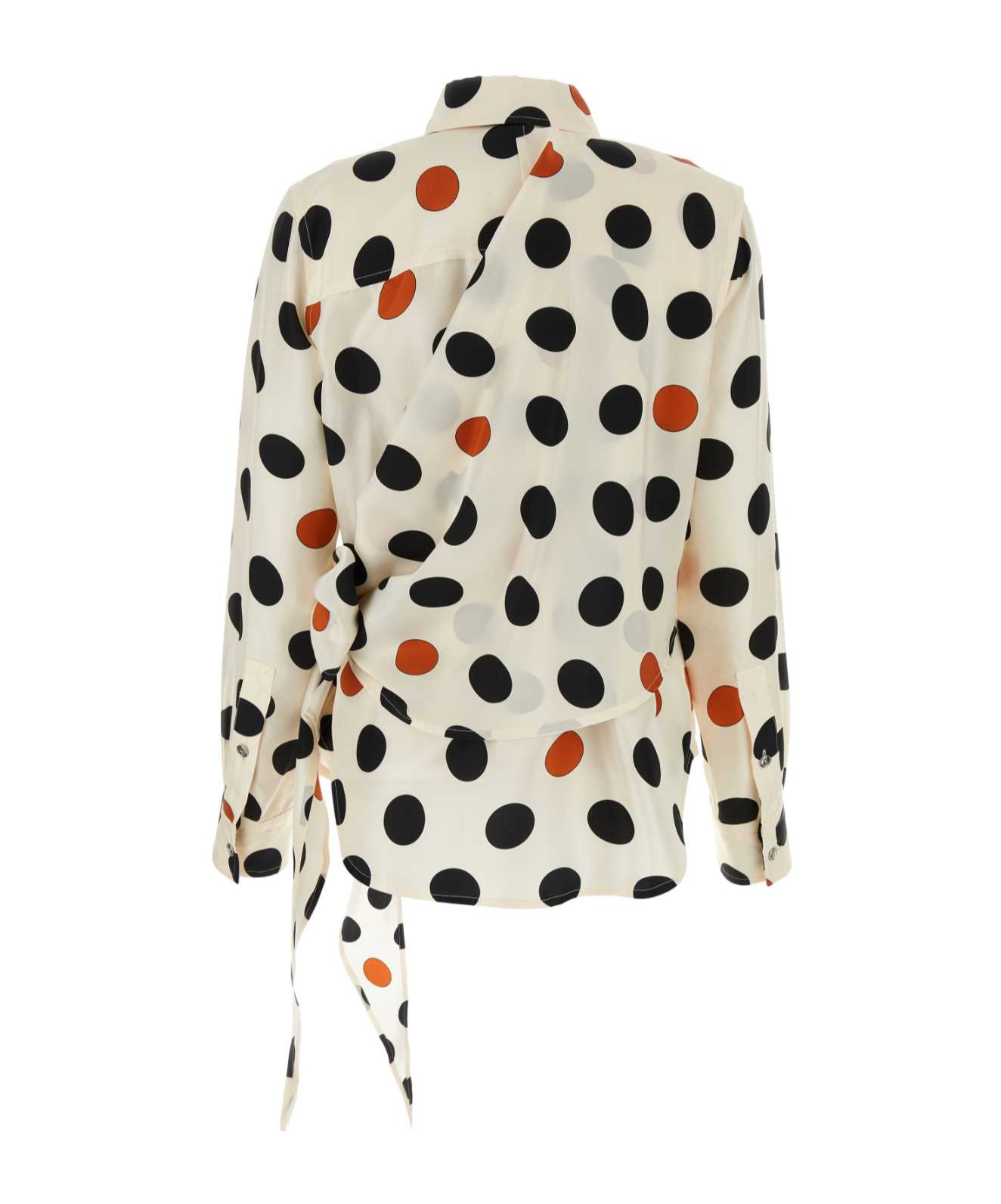 Bottega Veneta Silk Shirt With Polka Dot Pattern And Tie Detail In White