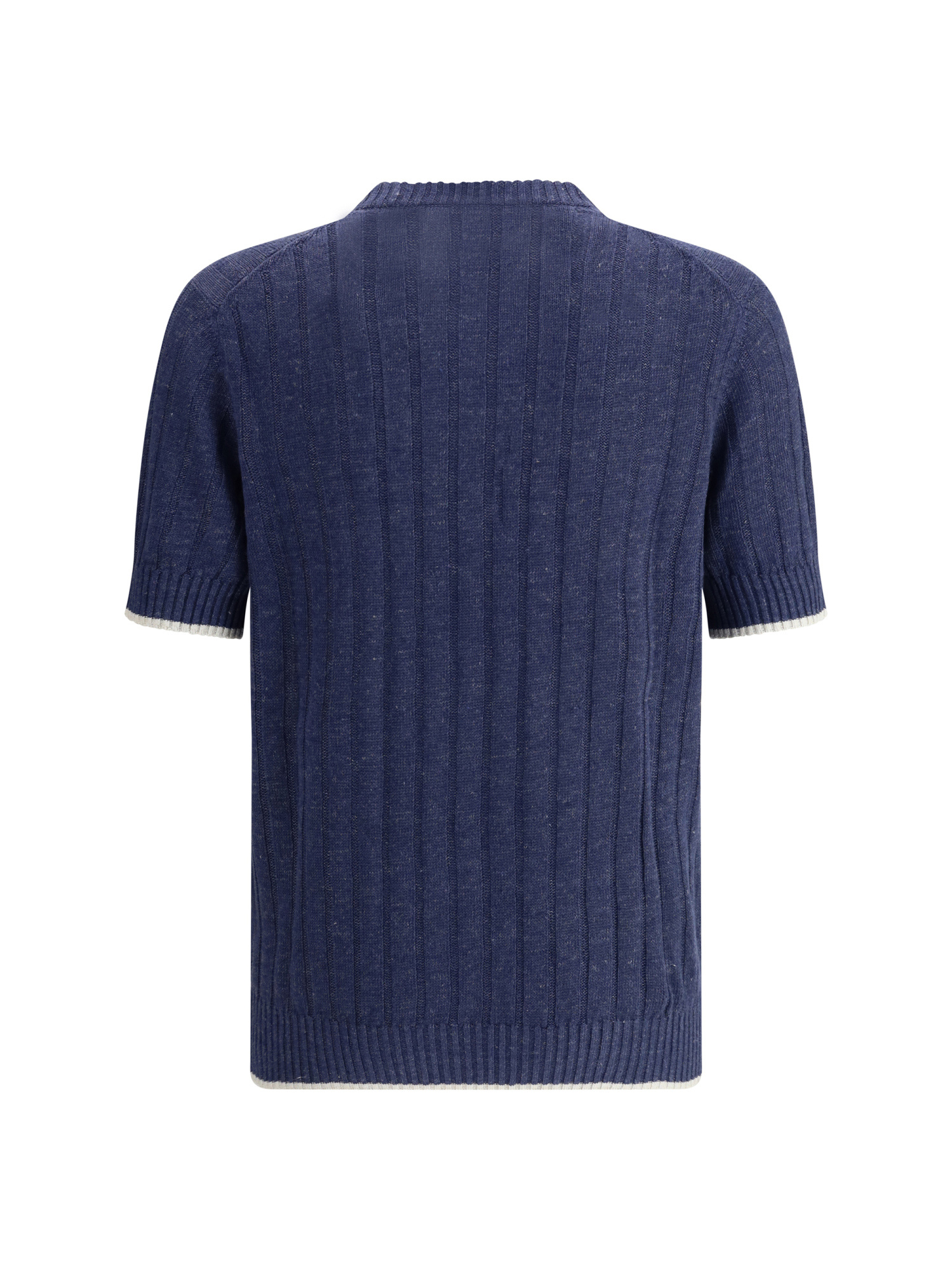 Brunello Cucinelli Rib-knit Linen And Cotton Sweater In Blue