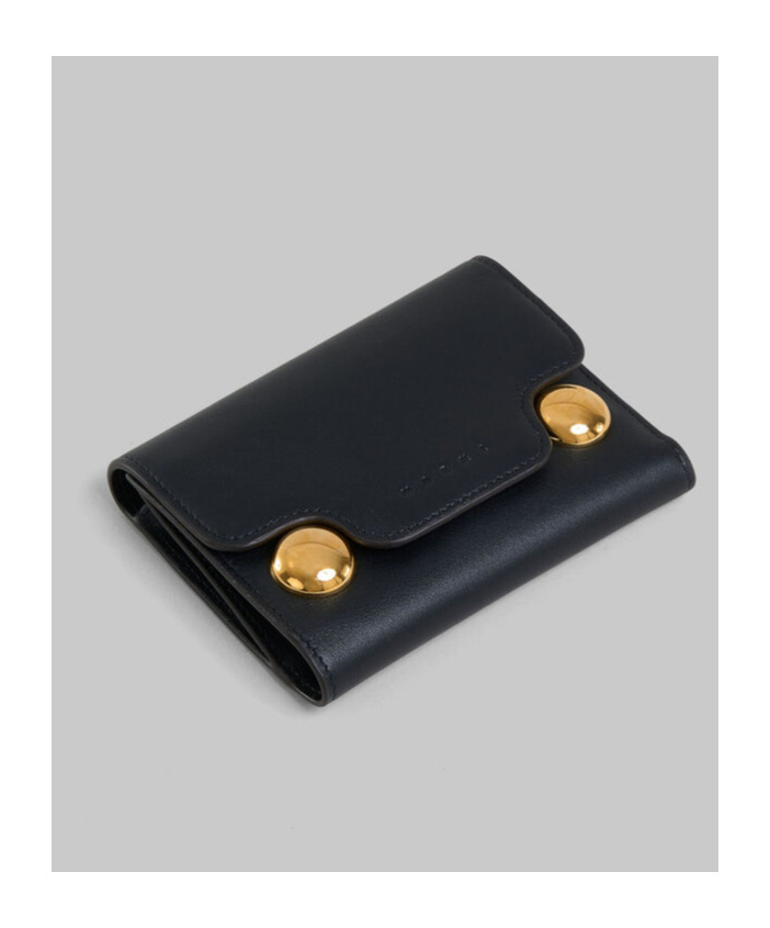 Marni Black Leather Trunkaroo Trifold Wallet In Black