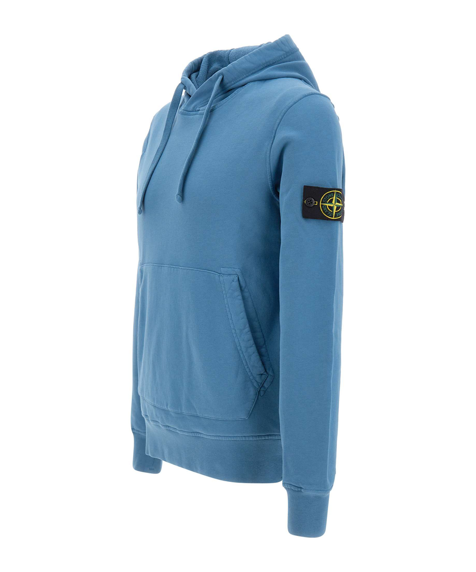 Stone Island Long-sleeved Hooded Sweatshirt In Blue