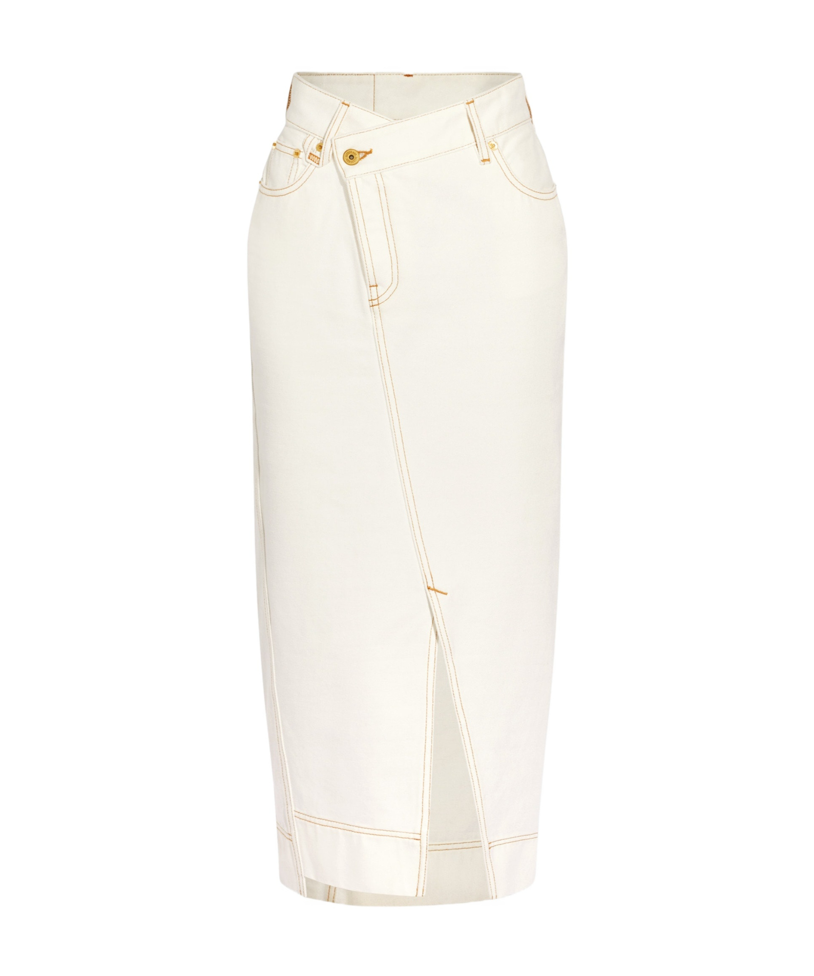 Jacquemus Asymmetric Jean Skirt In White