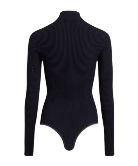 Alaïa Ribbed Turtleneck Bodysuit In Black