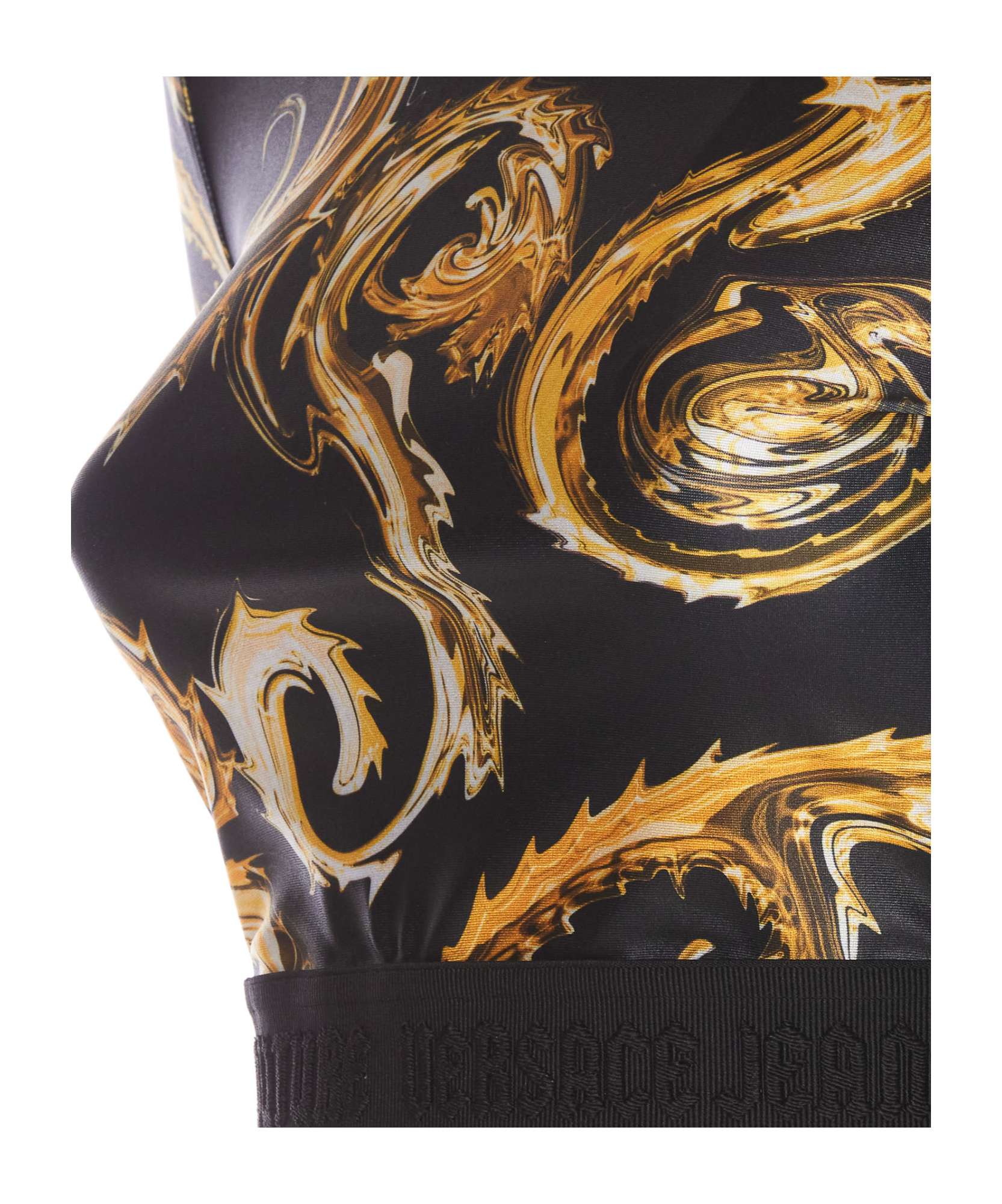 Versace Jeans Chromo Couture-print Cropped Top In Black