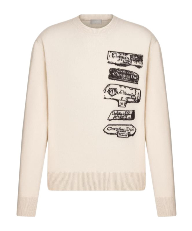 Dior Round Neck Sweater In White