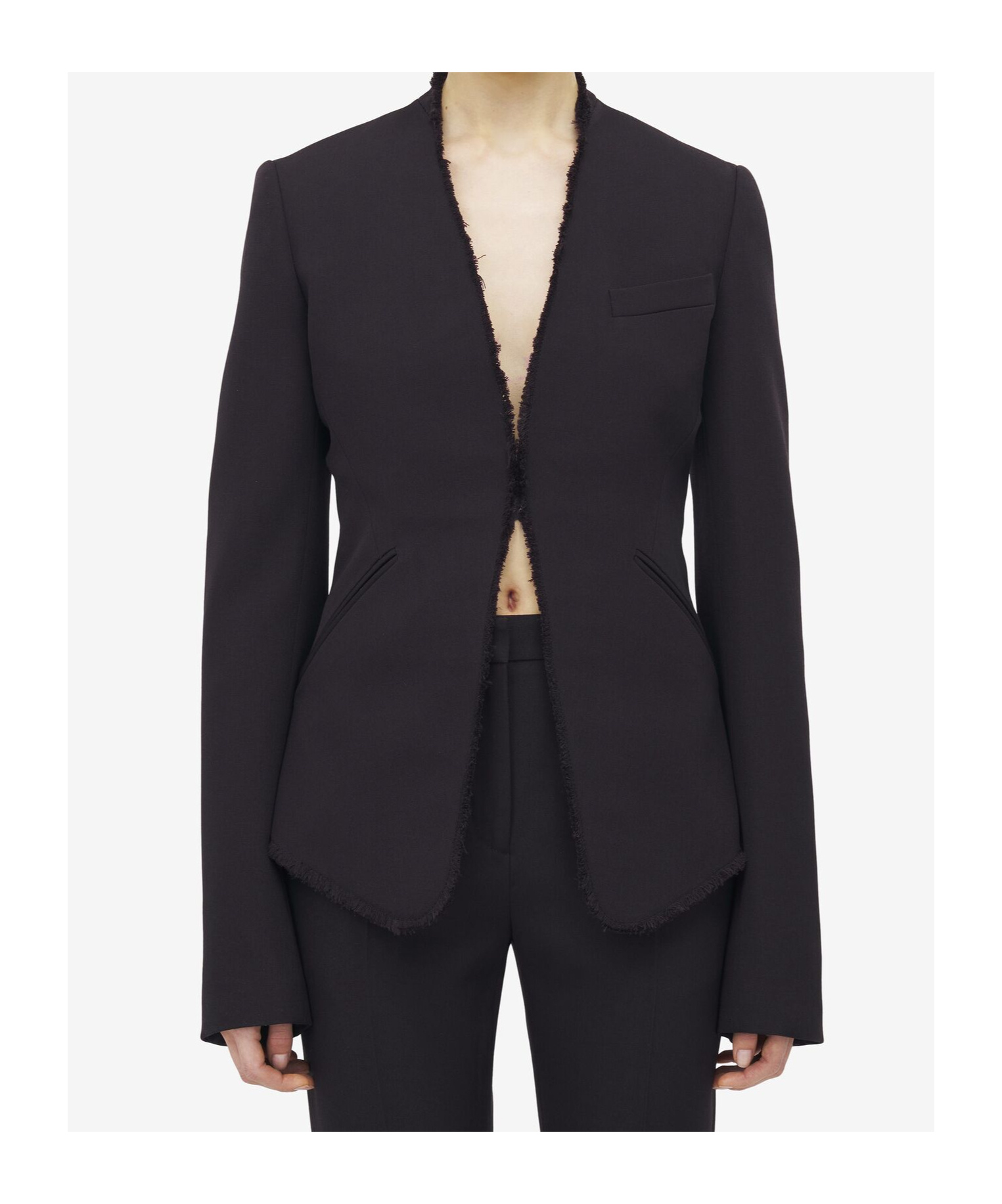 Alexander Mcqueen Wool Canvas Single-breasted Blazer In Black