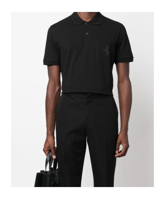 Ferrari Prancing Horse Polo Shirt In Black