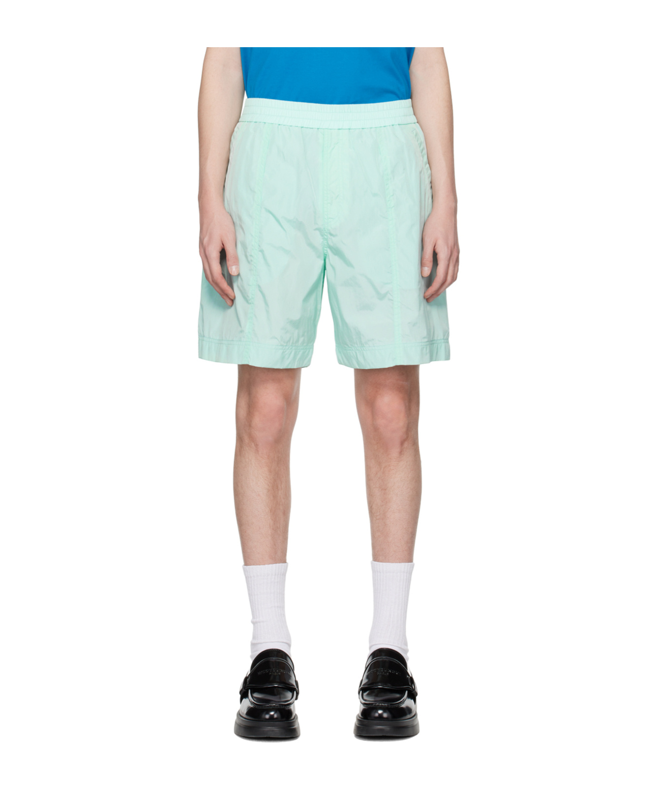 Wooyoungmi Blue Paneled Shorts In Blue