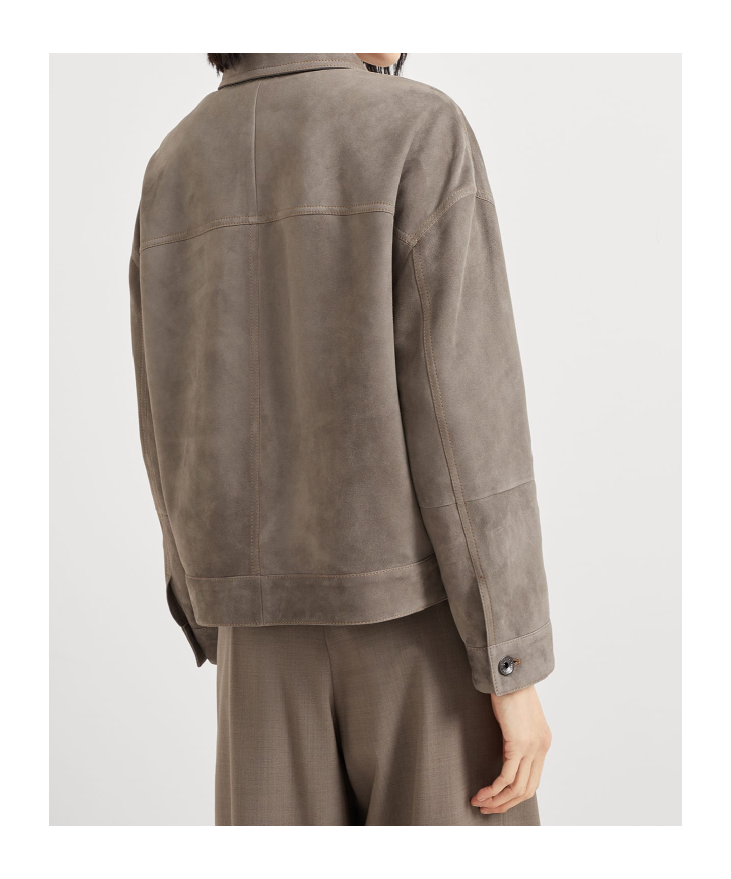 Brunello Cucinelli Leather Jacket In Gray