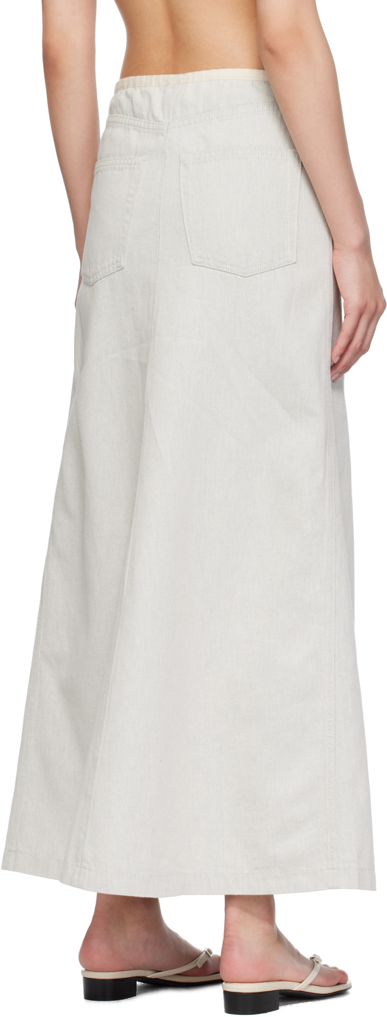 Baserange Off-white & Blue Arthur Denim Maxi Skirt In Gray