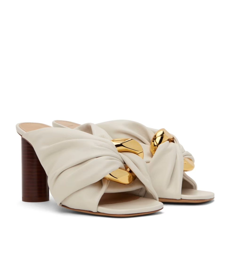 Jw Anderson Corner Twisted Pleated Detail High-heeled Sandals In White
