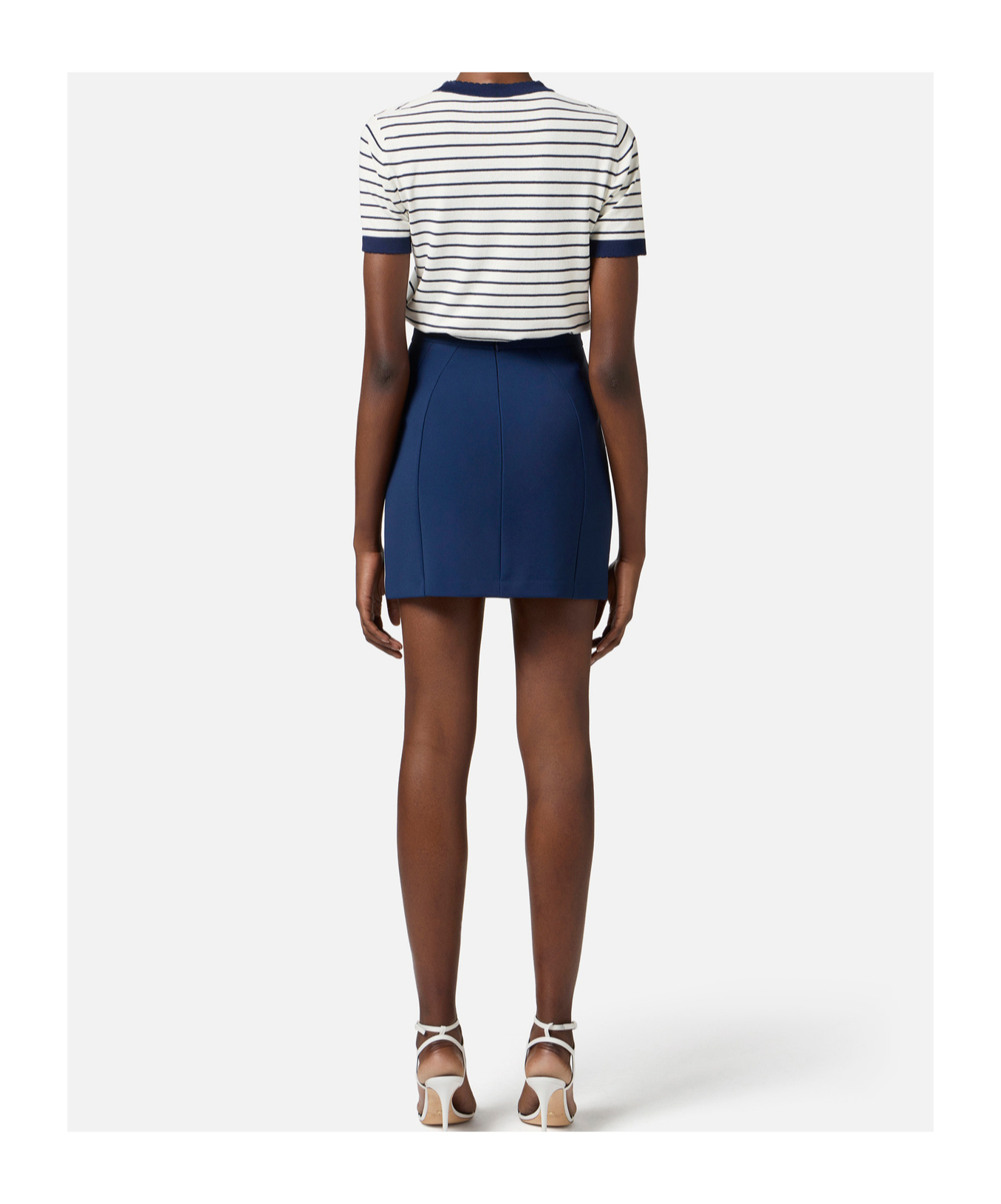 Elisabetta Franchi Horse-collar Button-down Skirt In Blue