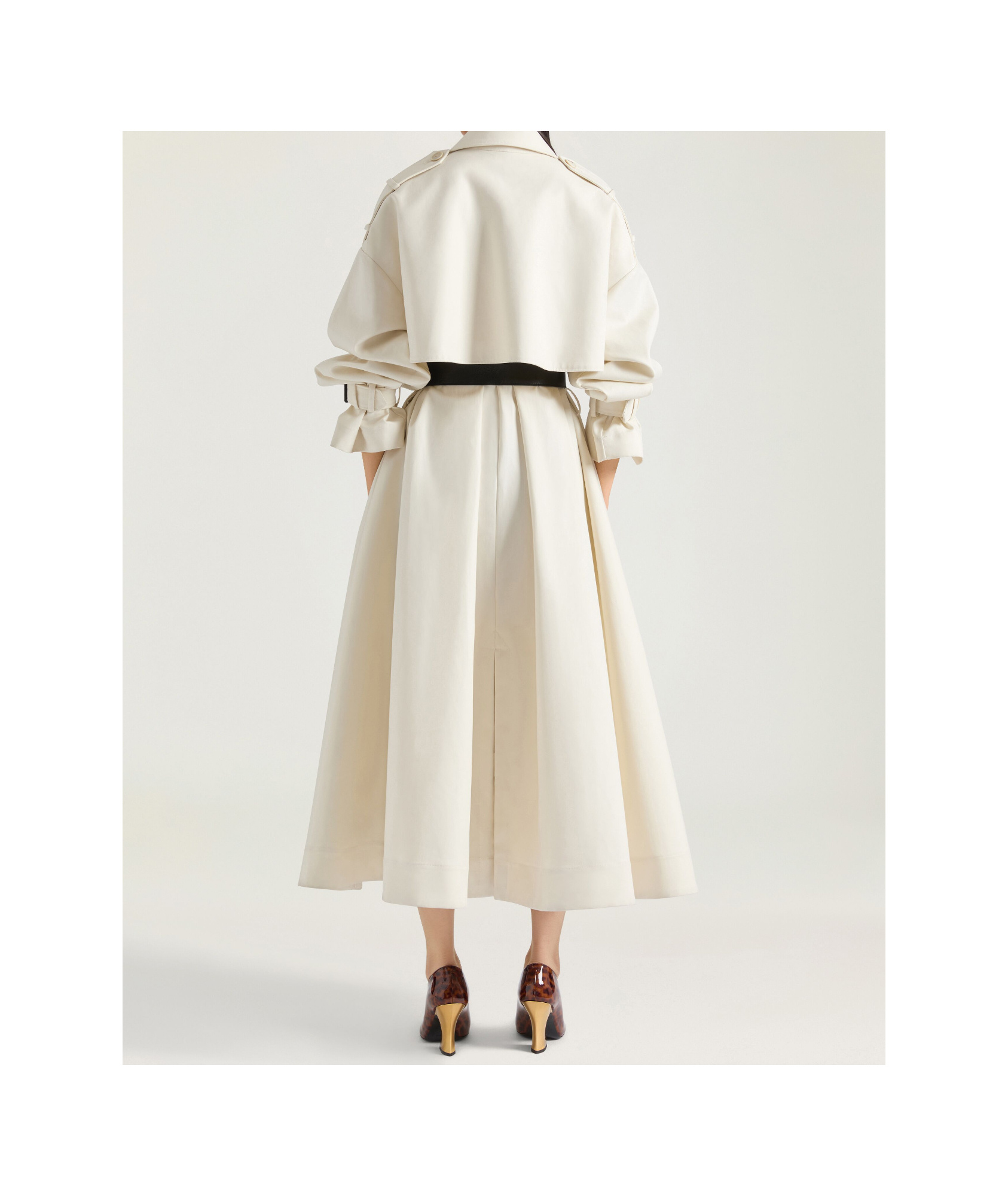 Givenchy Cocoon Shoulder Double-breasted Belted Trench Coat In White