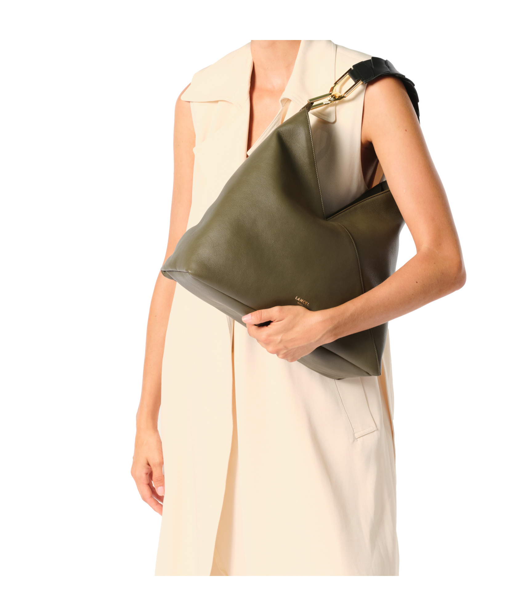 Lancel Zippered Shoulder Bag In Green
