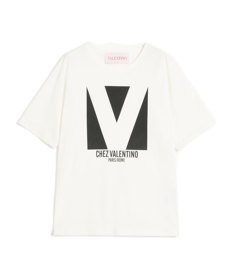 VALENTINO JERSEY COTTON T-SHIRT WITH CHEZ VALENTINO PRINT
