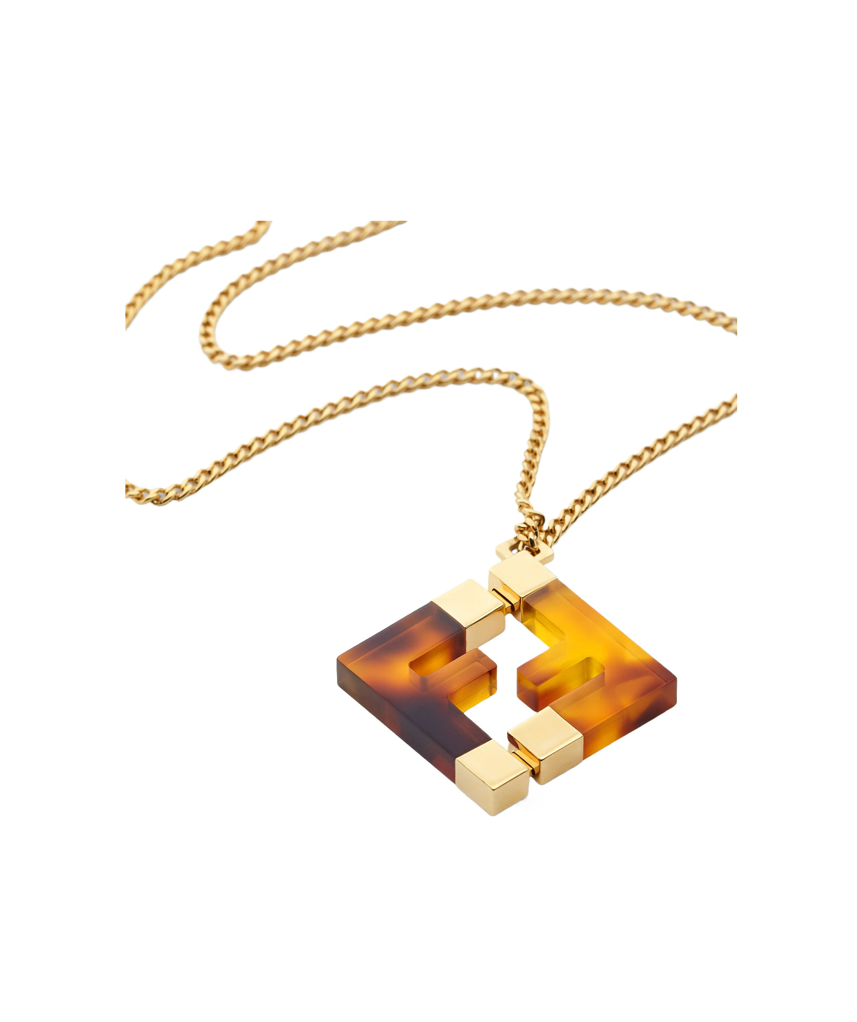 Fendi Metal And Plexiglass Necklace In Yellow