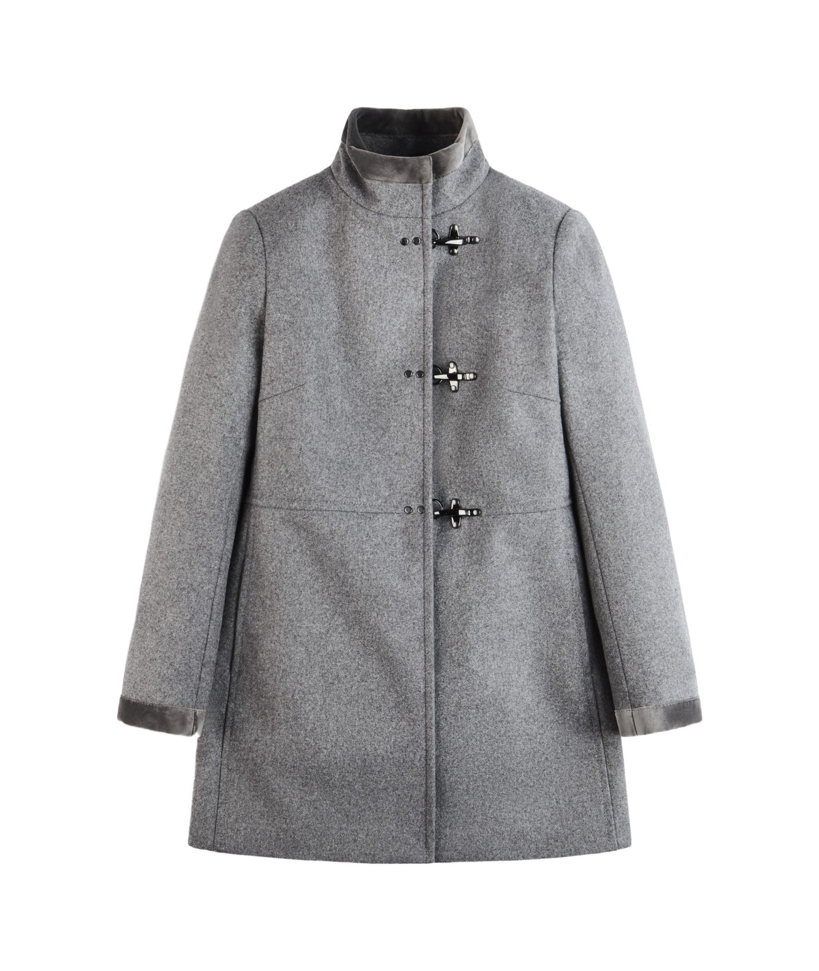 Fay Long Wool Coat With High Collar In Gray