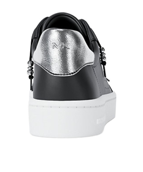 Michael Kors Scotty Embellished Leather Sneaker In Black