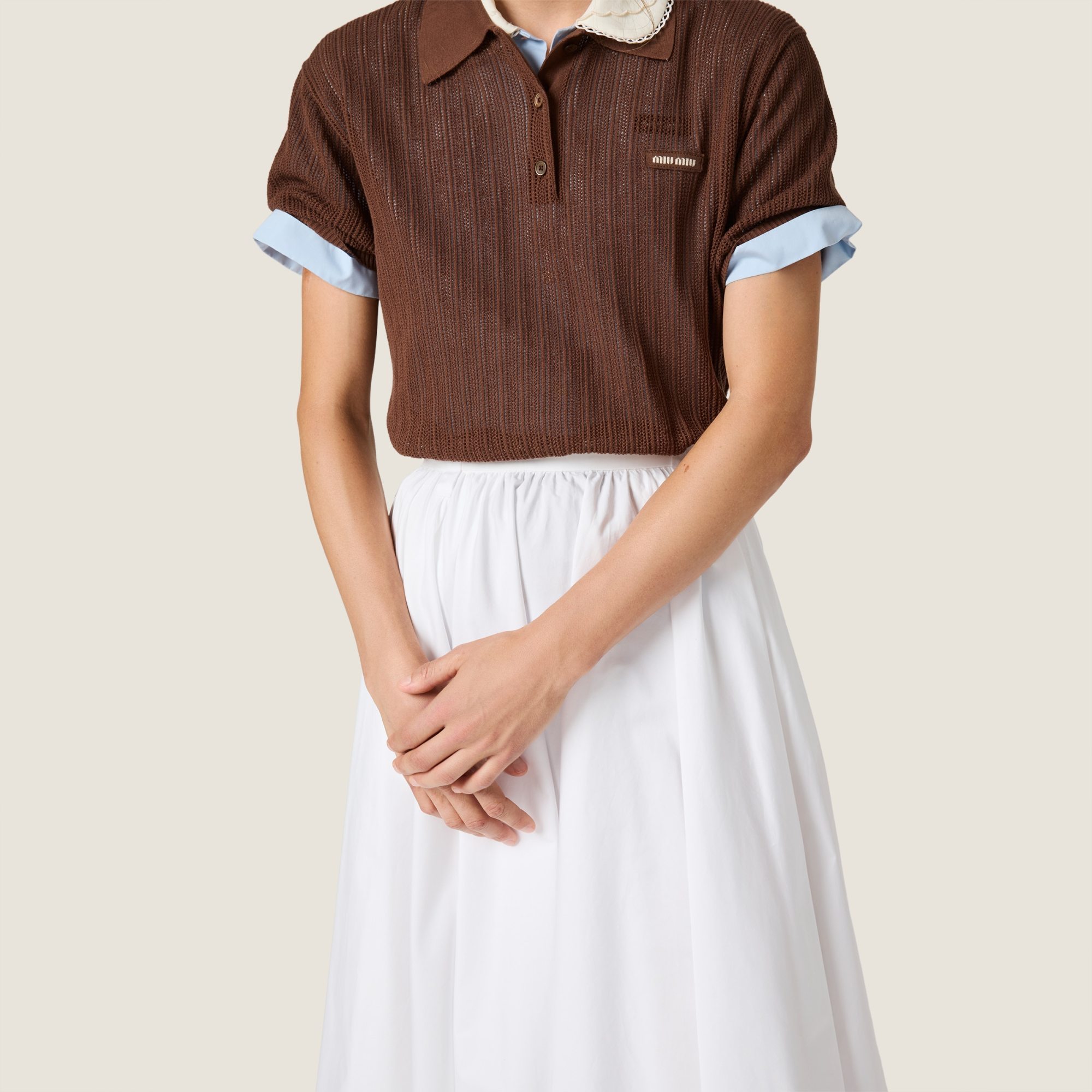 Miu Miu Poplin Maxi-skirt In White