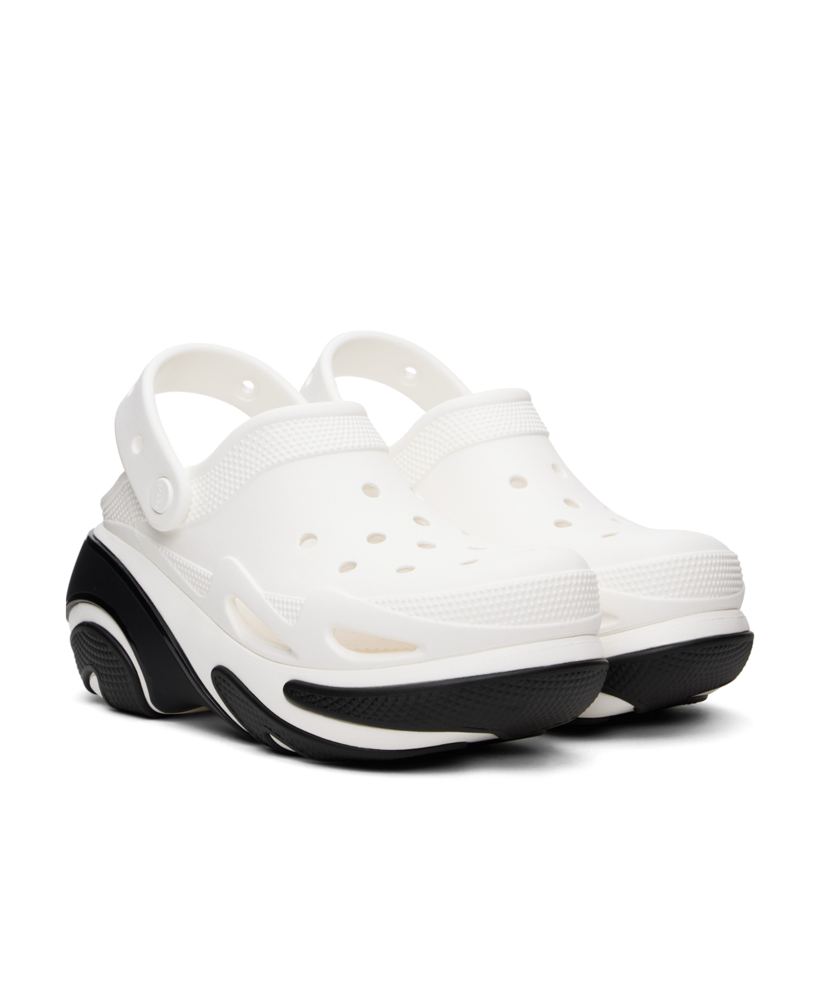 Crocs White & Black Bubble Crush Slip-on Loafers In White