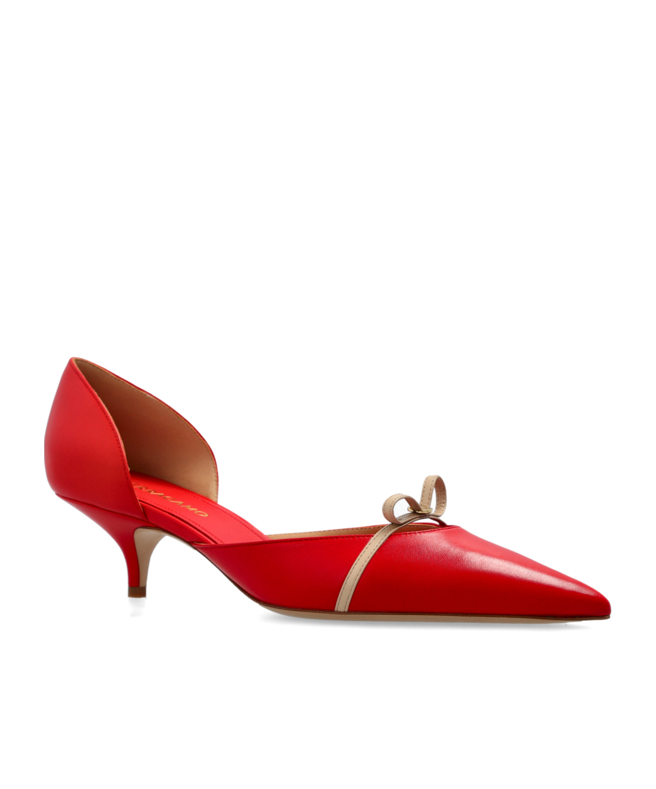 Ferragamo Pointed Toe Pumps With Bow Accent In Red
