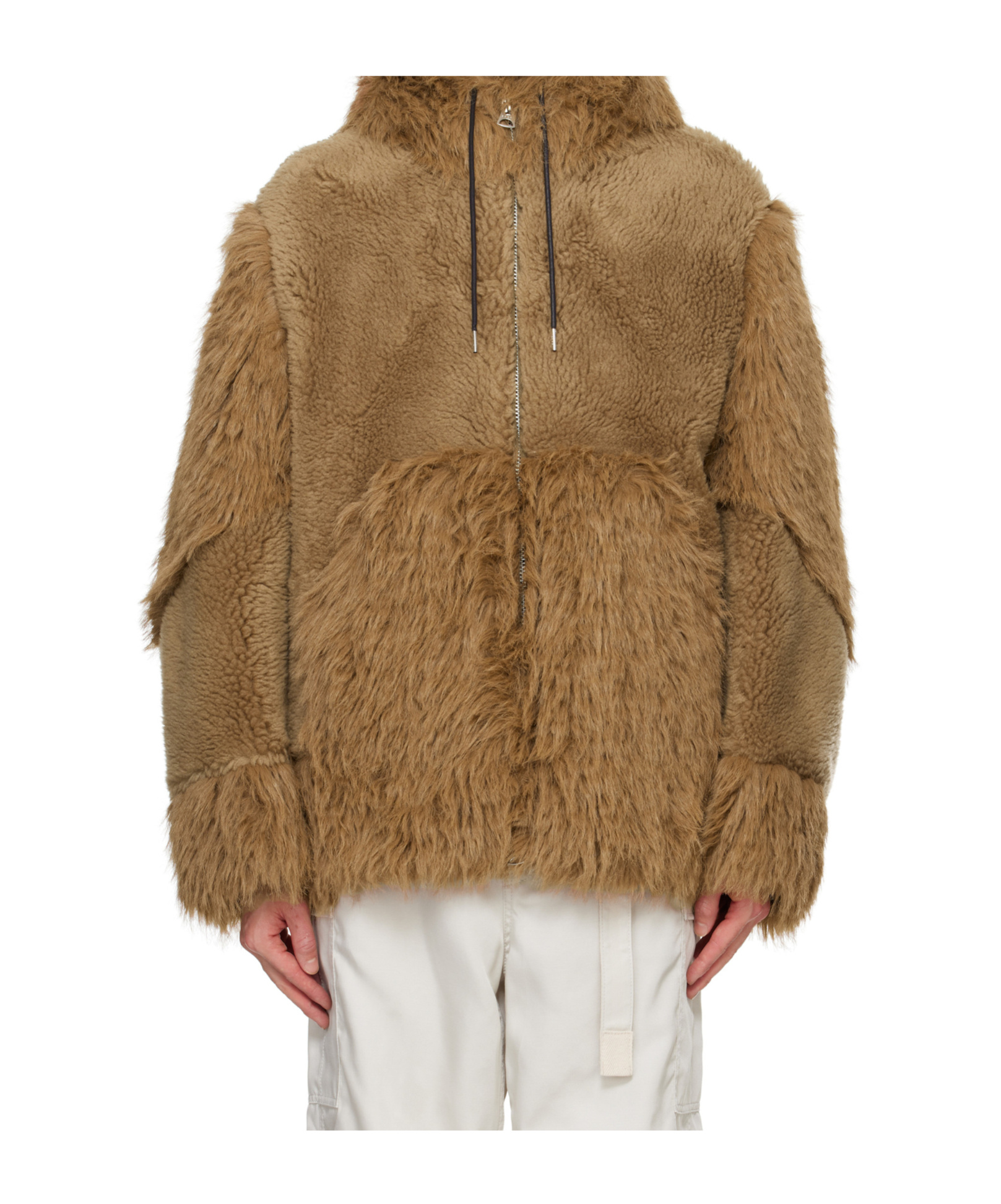 Sacai Long-sleeved Hooded Jacket In Brown