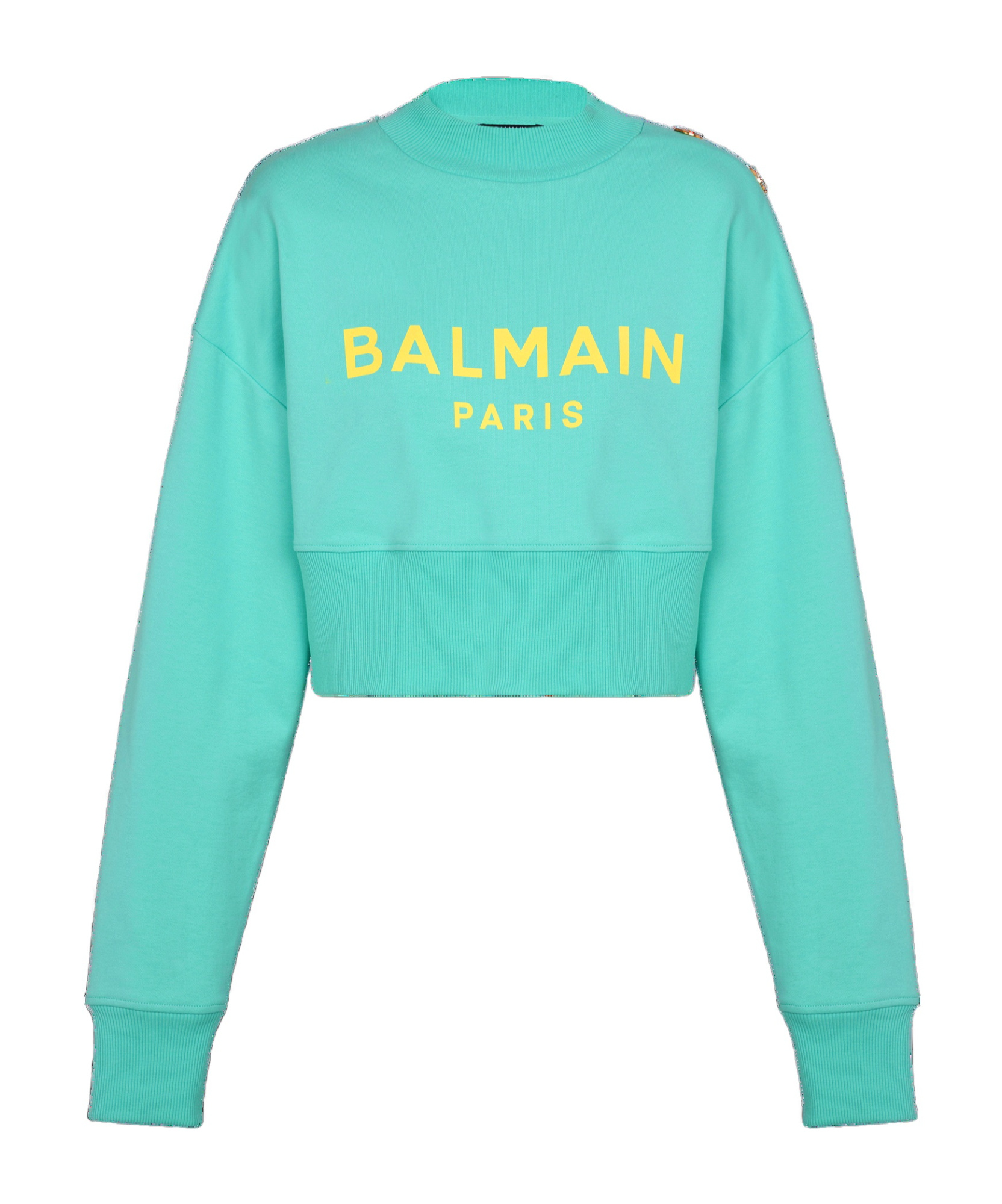 Balmain Logo-print Cropped Sweatshirt In Green