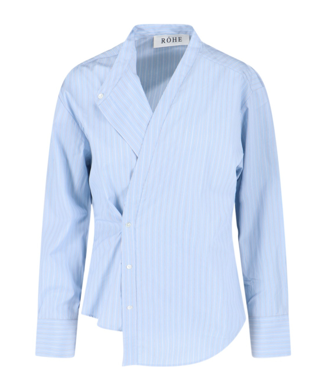 Rohe Róhe Asymmetrical Stripe Shirt In Light Blue Cotton In Blue