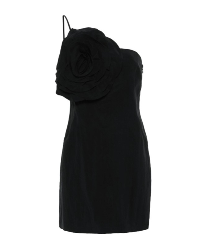 Blumarine Rose Patch One-shoulder Mini Dress