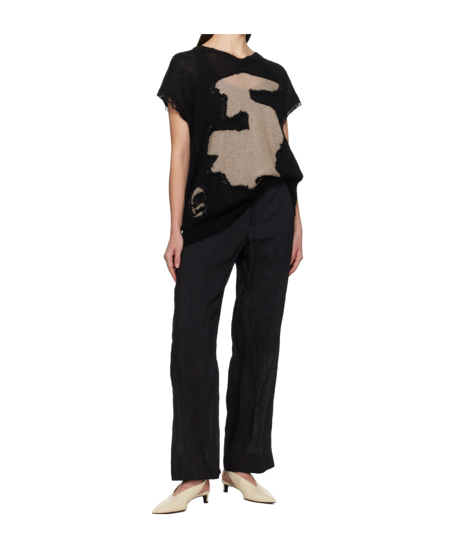 Mm6 Maison Margiela Abstract Colourblock V-neck Vest In Black