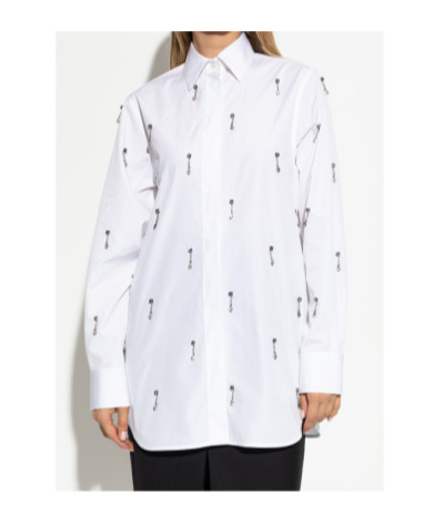 Stella Mccartney Crystal-embellished Shirt In White